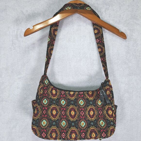 Mona B Handbags Quilted Colorful Hobo Shoulder Bag Footed Cotton Peasant NWT - Picture 3 of 11
